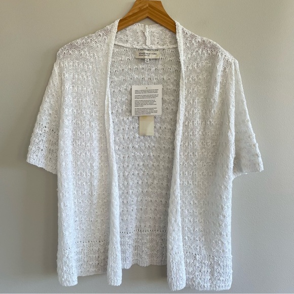Jones New York Women's Short Sleeve Open Front White Sweater Size PS - Picture 1 of 10